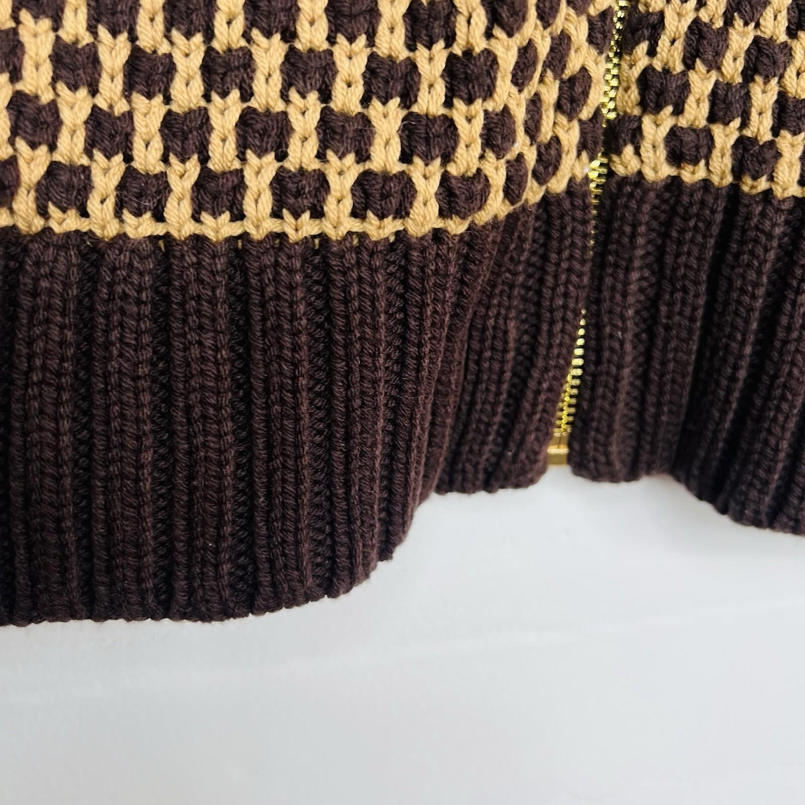 Jones NY Signature Sweater Size PP Brown Camel Cable Knit Raglan Sleeves Zipper
