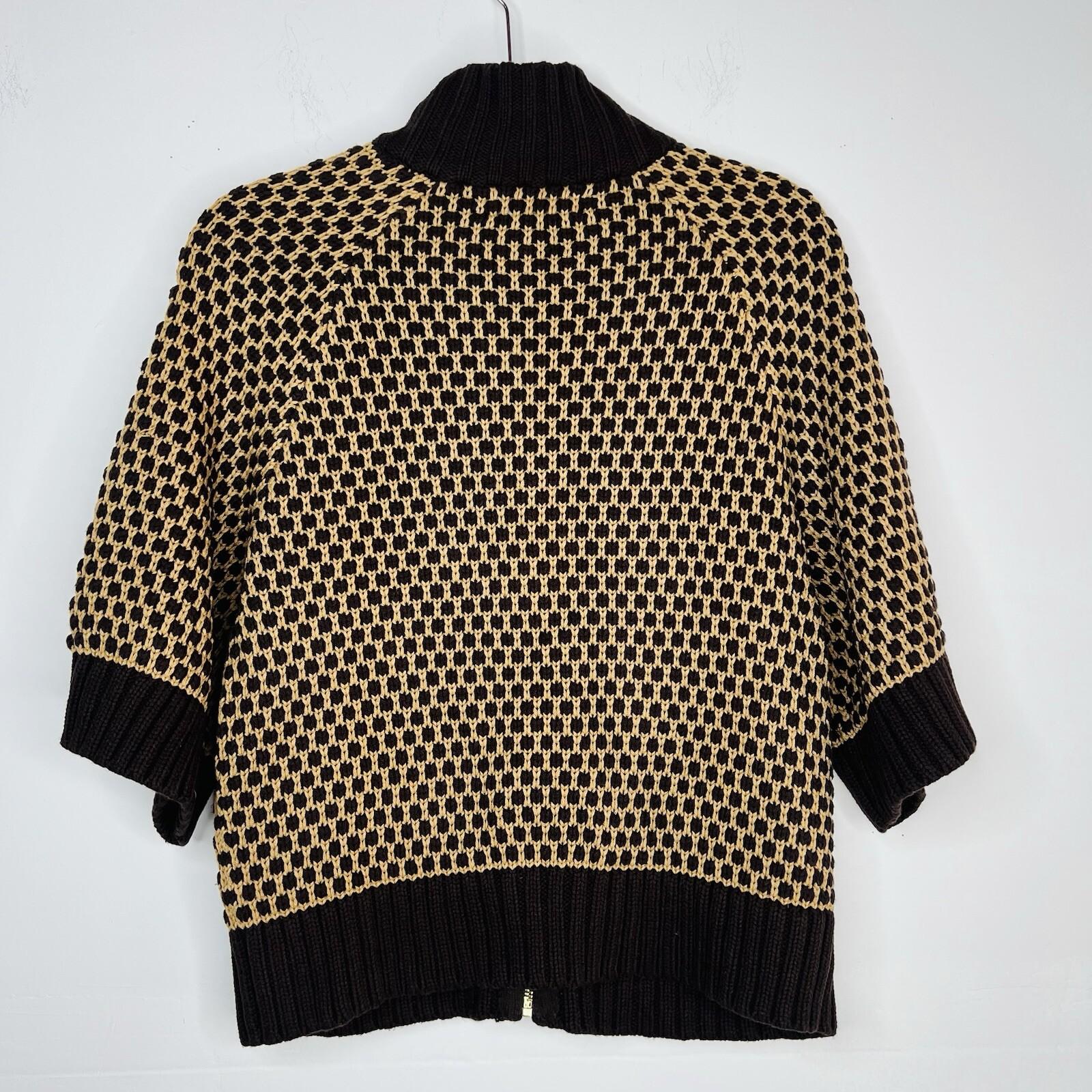 Jones NY Signature Sweater Size PP Brown Camel Cable Knit Raglan Sleeves Zipper