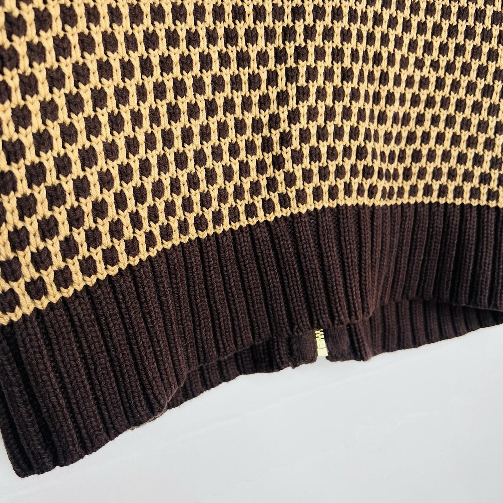 Jones NY Signature Sweater Size PP Brown Camel Cable Knit Raglan Sleeves Zipper