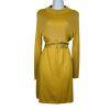 Free People French Girl Metallic Belted Sweater Dress Size L Gold Mini Knit Y2k