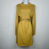 Free People French Girl Metallic Belted Sweater Dress Size L Gold Mini Knit Y2k