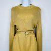 Free People French Girl Metallic Belted Sweater Dress Size L Gold Mini Knit Y2k