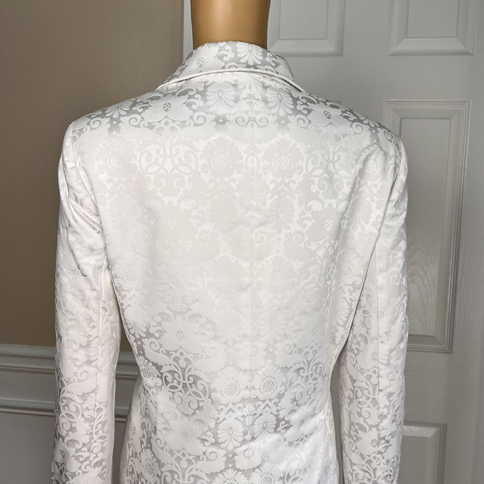 EVAN PICONE 2PC White Floral Cotton Polyester Spandex Lined Skirt Suit Size 10