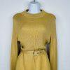 Free People French Girl Metallic Belted Sweater Dress Size L Gold Mini Knit Y2k