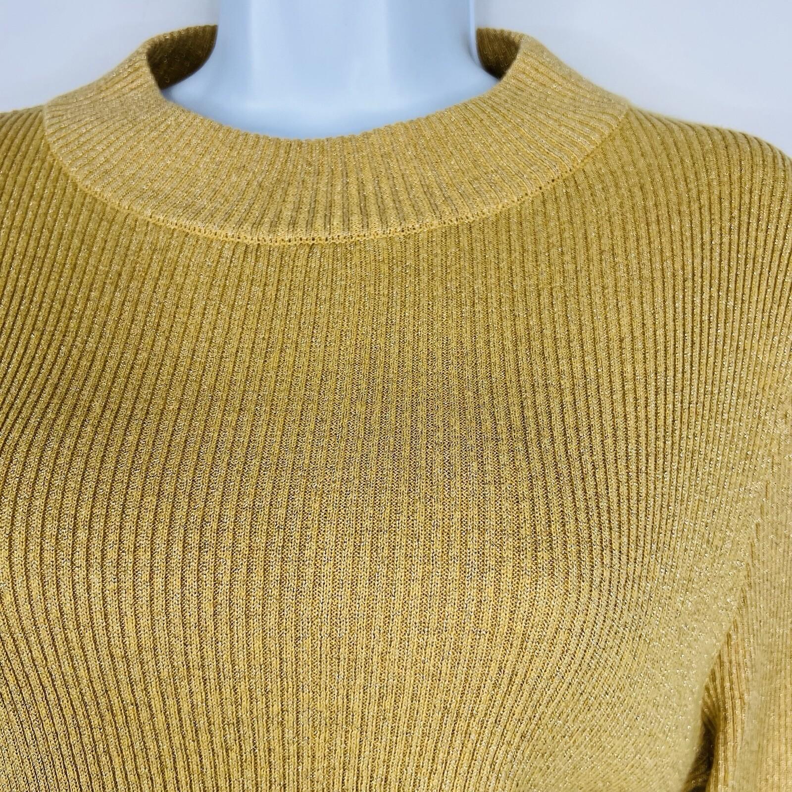 Free People French Girl Metallic Belted Sweater Dress Size L Gold Mini Knit Y2k