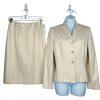 LE SUIT Cotton Metallic Blend Skirt Suit Size 6 Ivory Gold Stand Up Collar New