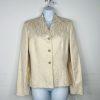 LE SUIT Cotton Metallic Blend Skirt Suit Size 6 Ivory Gold Stand Up Collar New