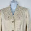 LE SUIT Cotton Metallic Blend Skirt Suit Size 6 Ivory Gold Stand Up Collar New