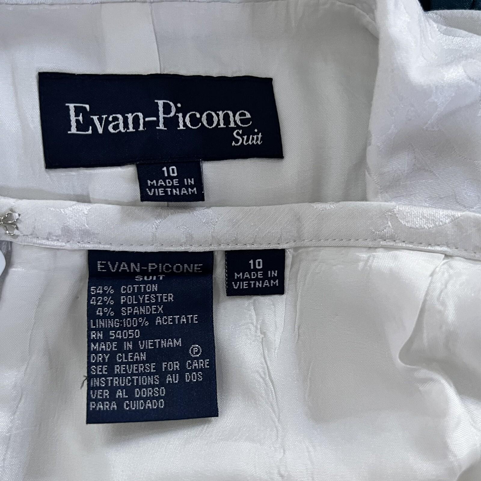 EVAN PICONE 2PC White Floral Cotton Polyester Spandex Lined Skirt Suit Size 10