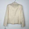 LE SUIT Cotton Metallic Blend Skirt Suit Size 6 Ivory Gold Stand Up Collar New