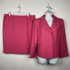 Evan Picone Women Polyester Skirt Suit Size 16P Pink Lined Shawl Collar 2PC