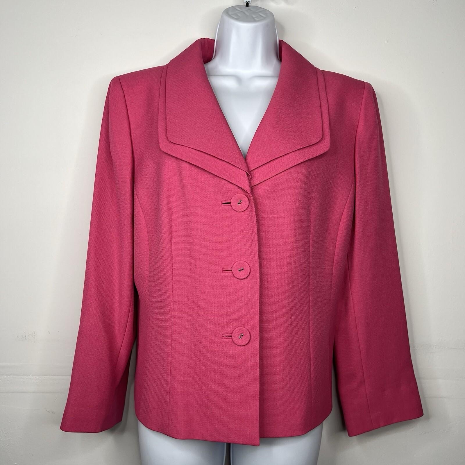 Evan Picone Women Polyester Skirt Suit Size 16P Pink Lined Shawl Collar 2PC