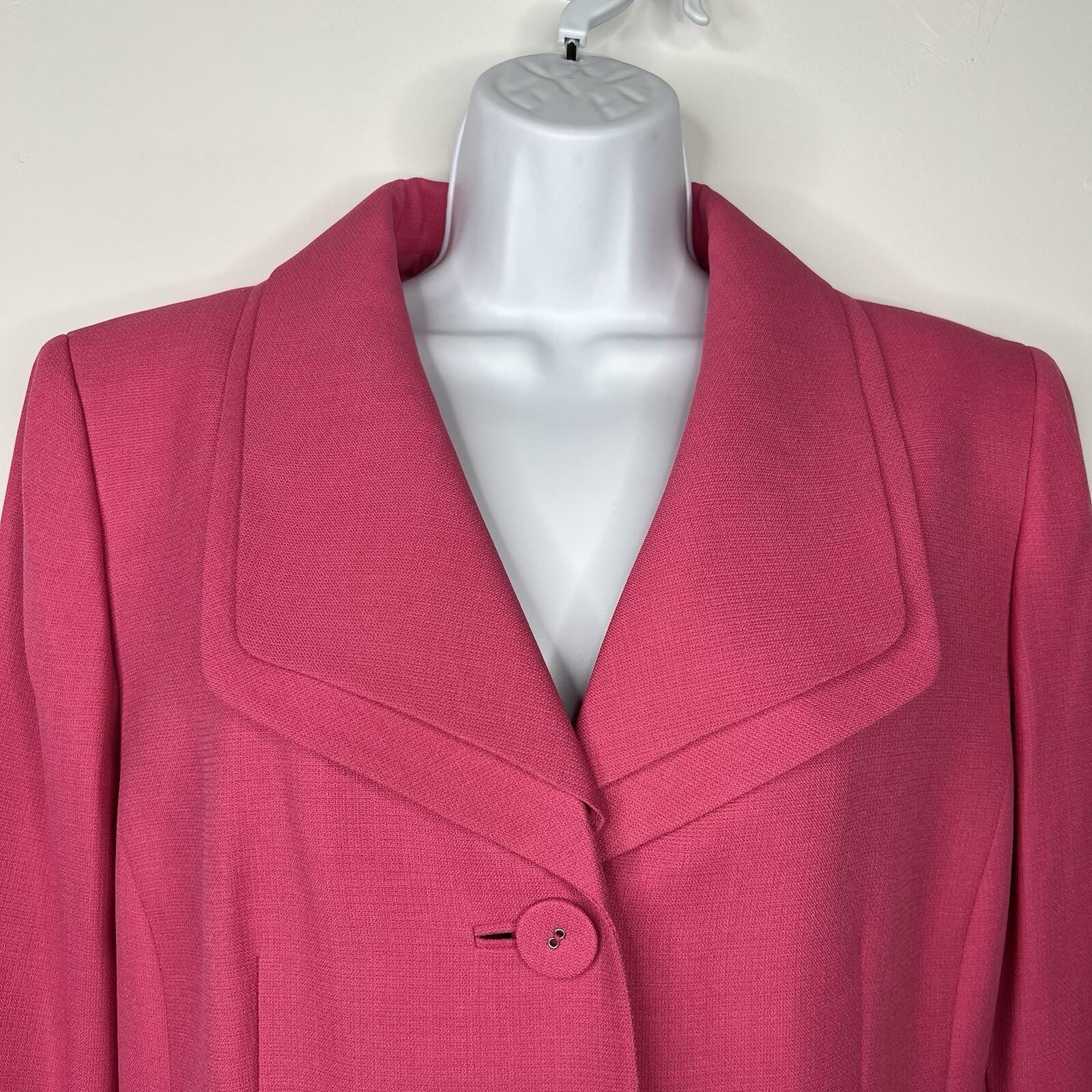 Evan Picone Women Polyester Skirt Suit Size 16P Pink Lined Shawl Collar 2PC