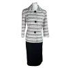 New DANILLO Women 2PC Black Beige Polyester Lined 3/4 Sleeves Skirt Suit Size 8