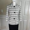 New DANILLO Women 2PC Black Beige Polyester Lined 3/4 Sleeves Skirt Suit Size 8