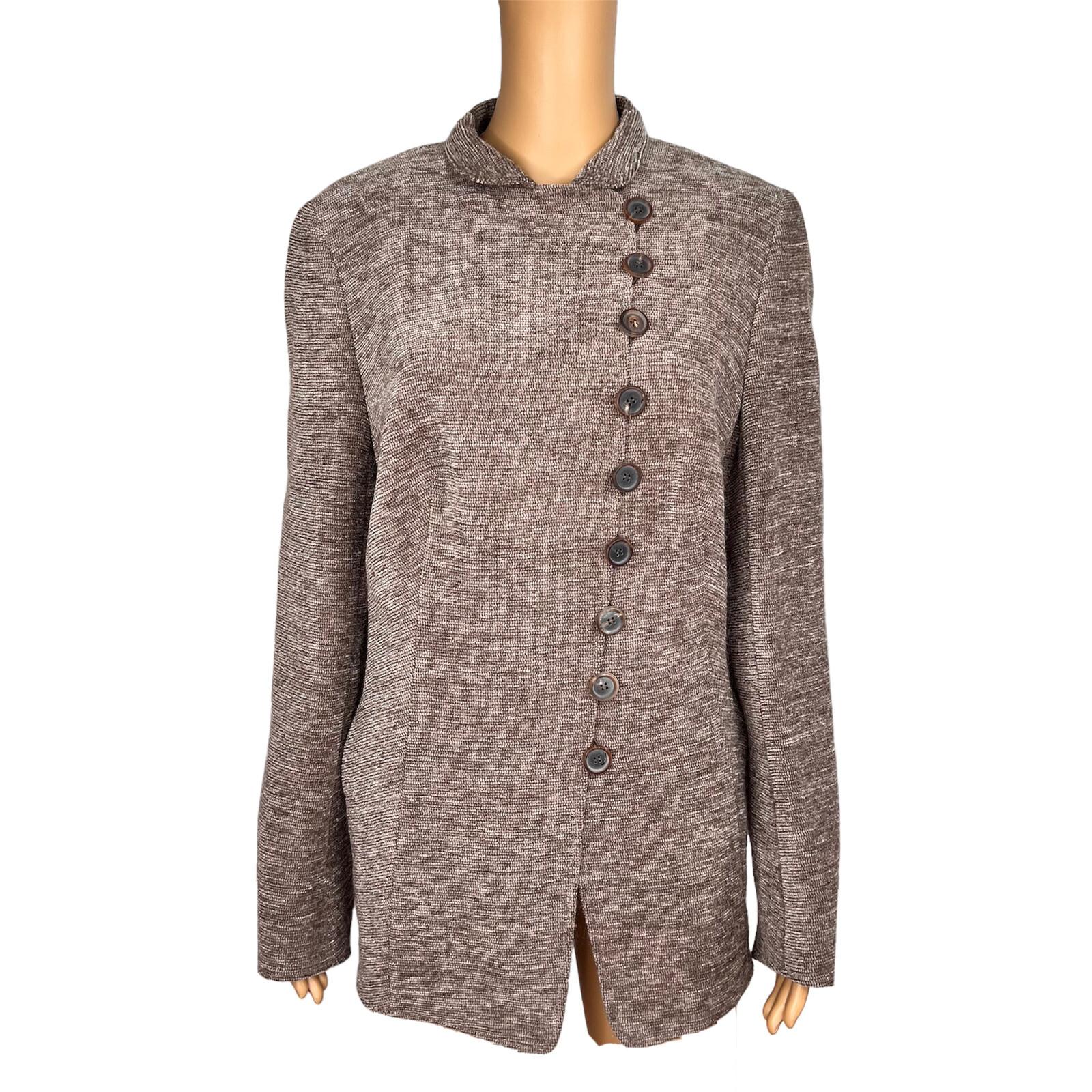 AKRIS 1PC Light Brown Wool Mohair Acrylic Nylon Lined Wrap Blazer Size 14