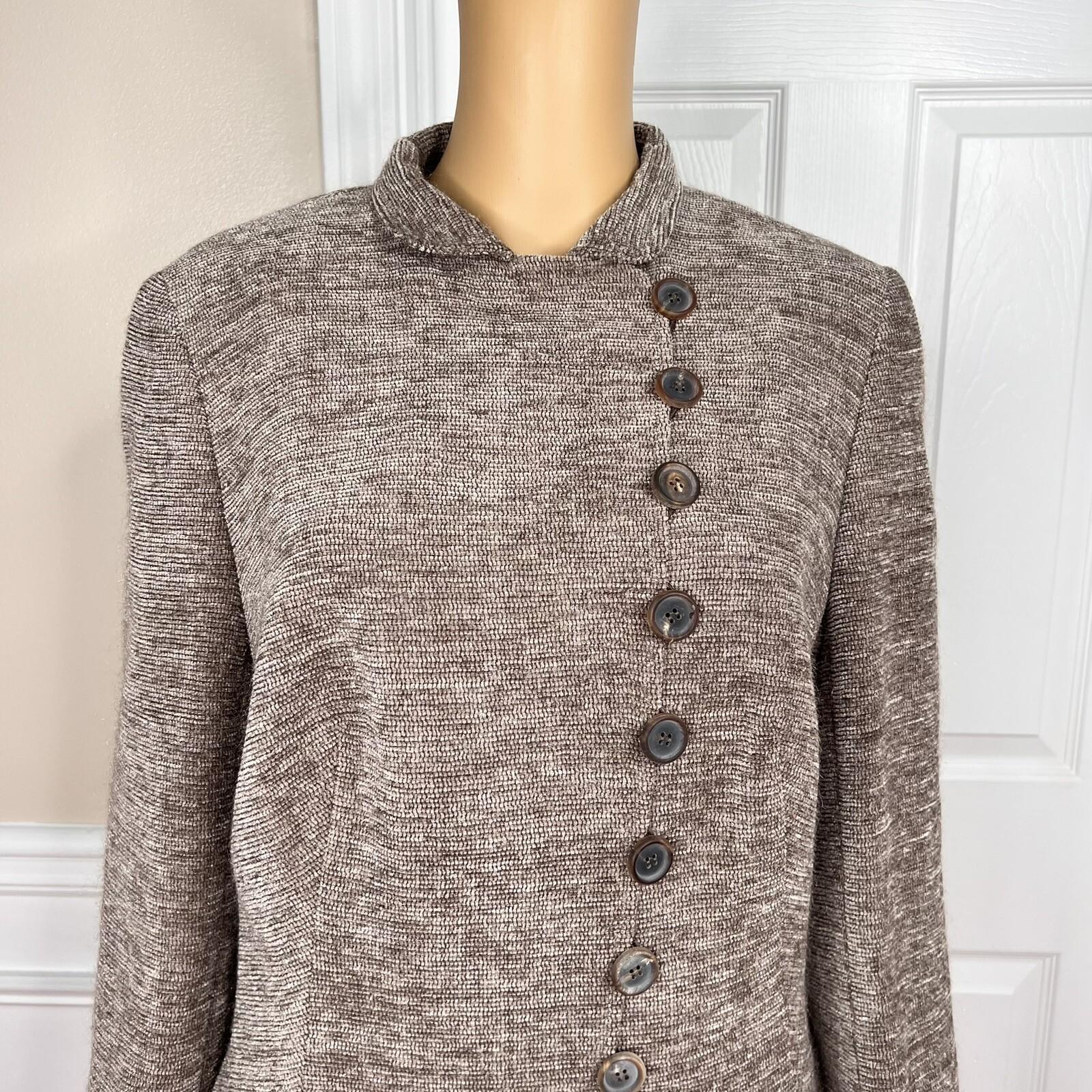 AKRIS 1PC Light Brown Wool Mohair Acrylic Nylon Lined Wrap Blazer Size 14