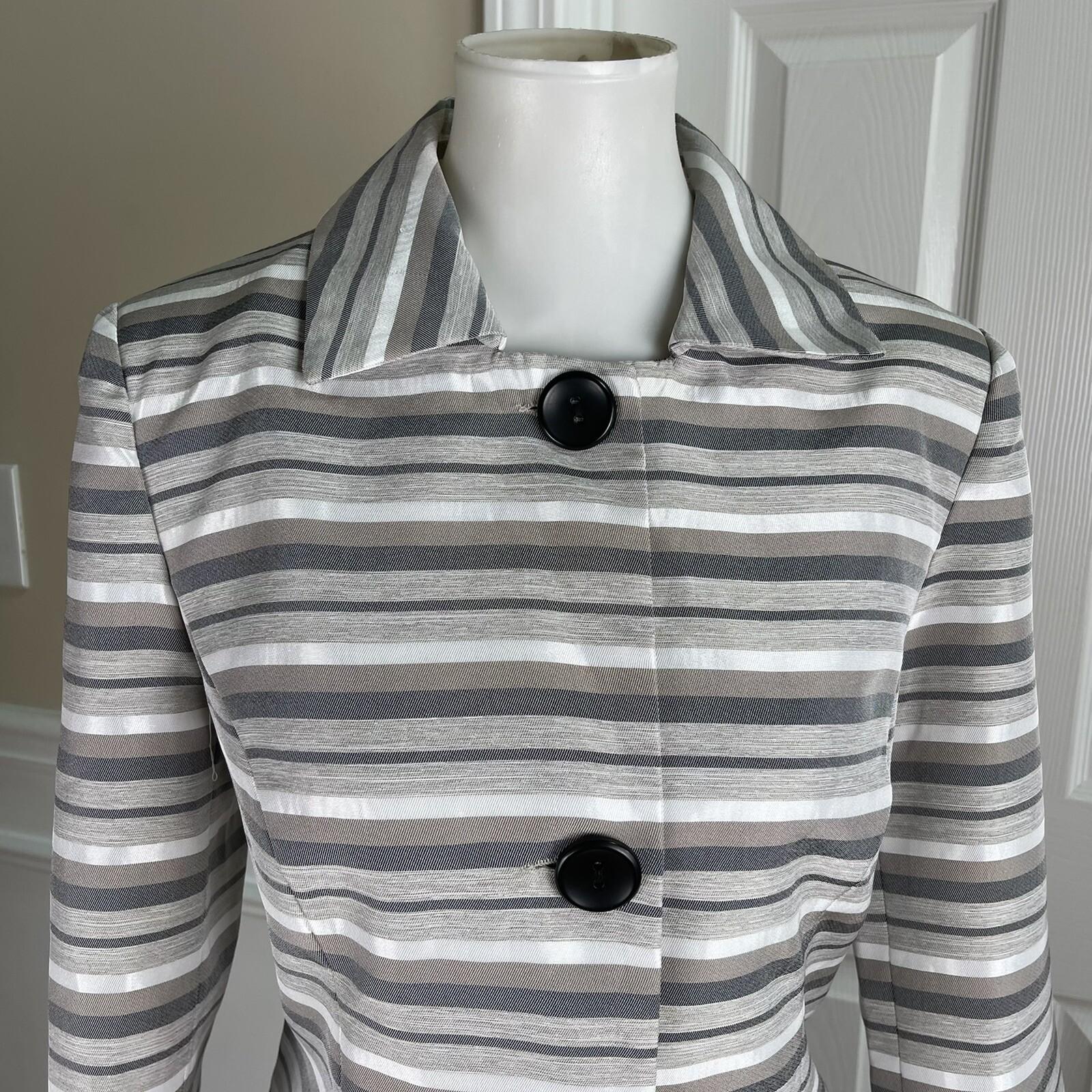 New DANILLO Women 2PC Black Beige Polyester Lined 3/4 Sleeves Skirt Suit Size 8
