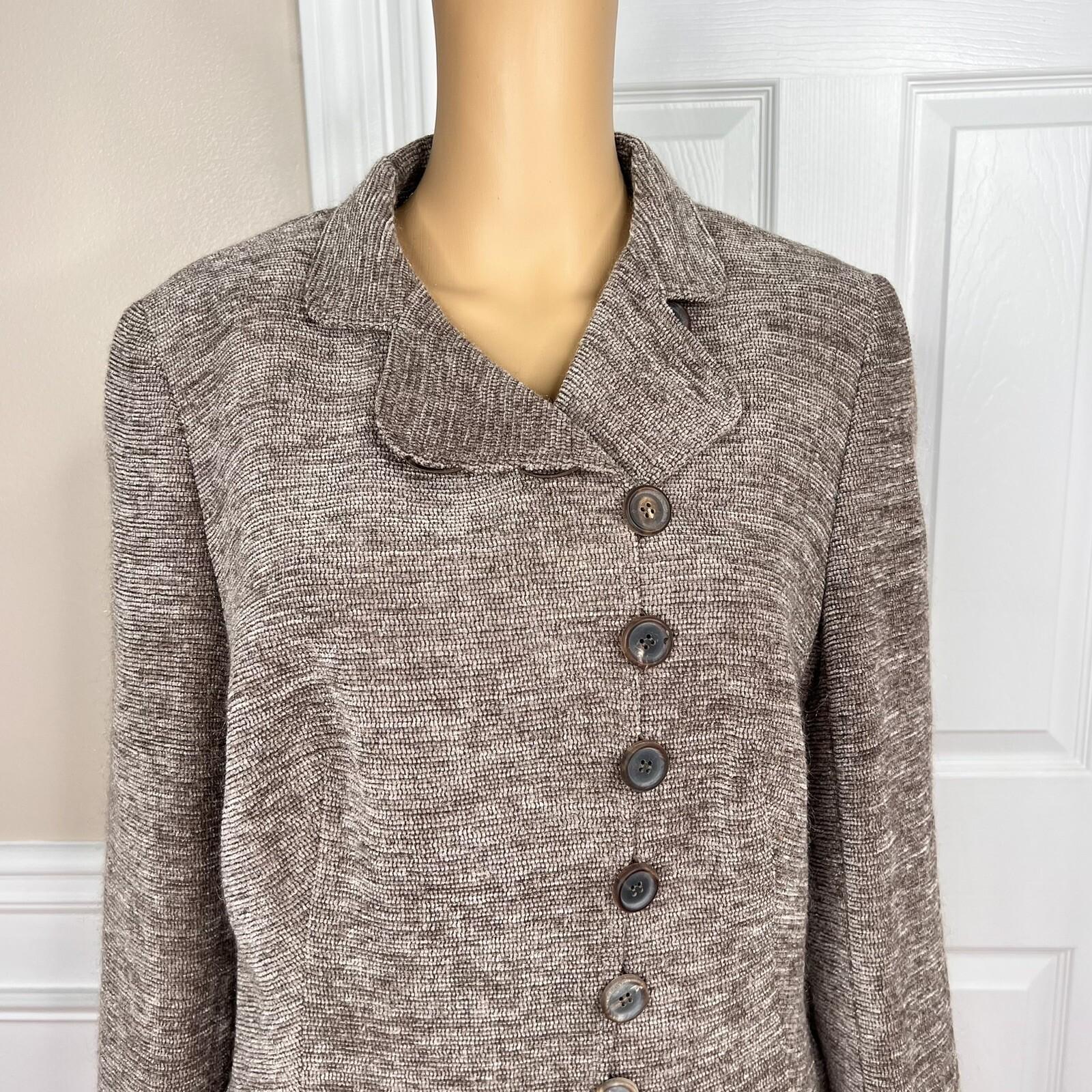 AKRIS 1PC Light Brown Wool Mohair Acrylic Nylon Lined Wrap Blazer Size 14