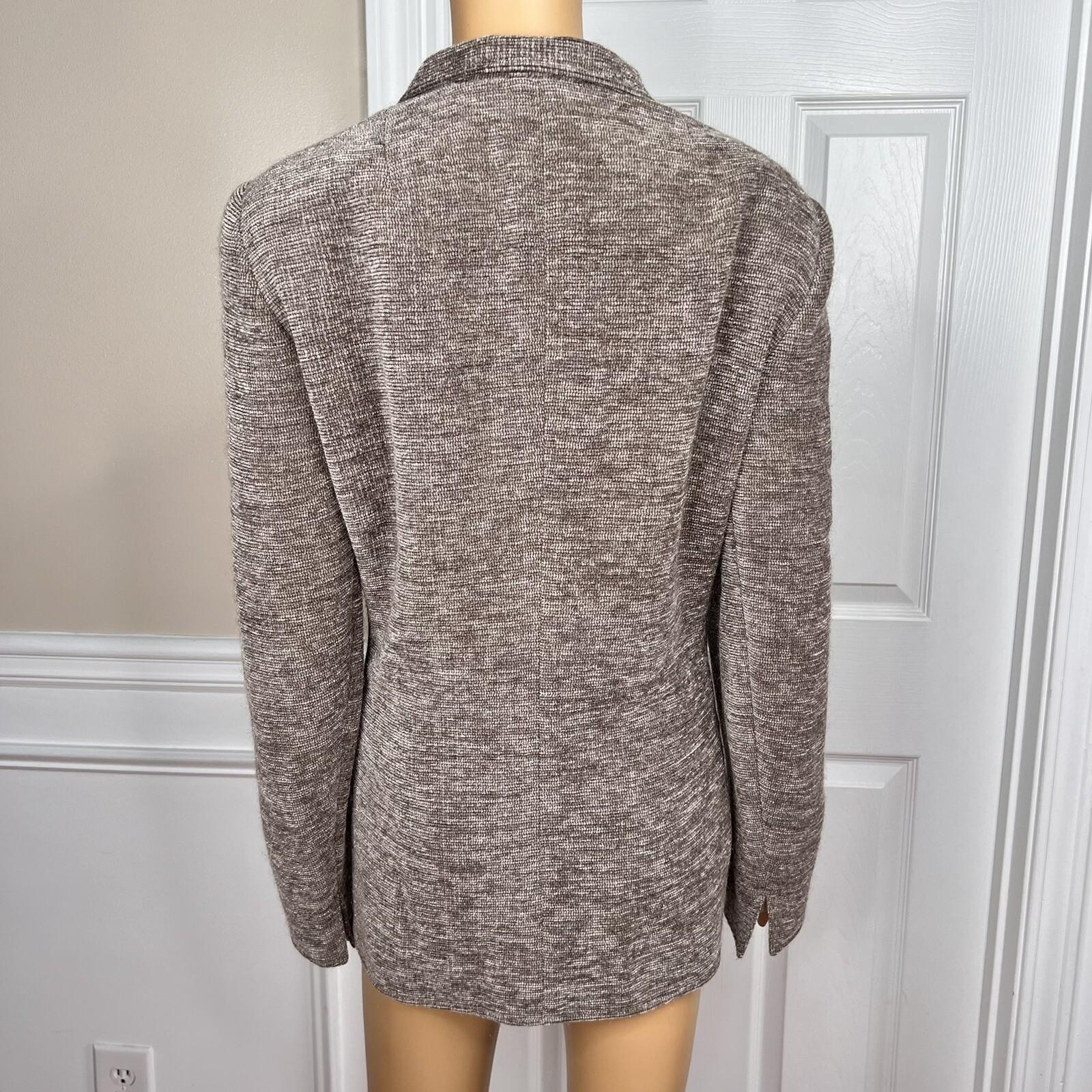AKRIS 1PC Light Brown Wool Mohair Acrylic Nylon Lined Wrap Blazer Size 14