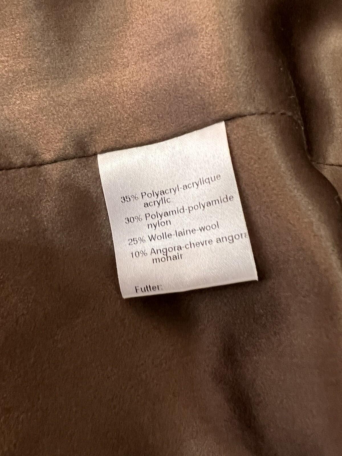 AKRIS 1PC Light Brown Wool Mohair Acrylic Nylon Lined Wrap Blazer Size 14