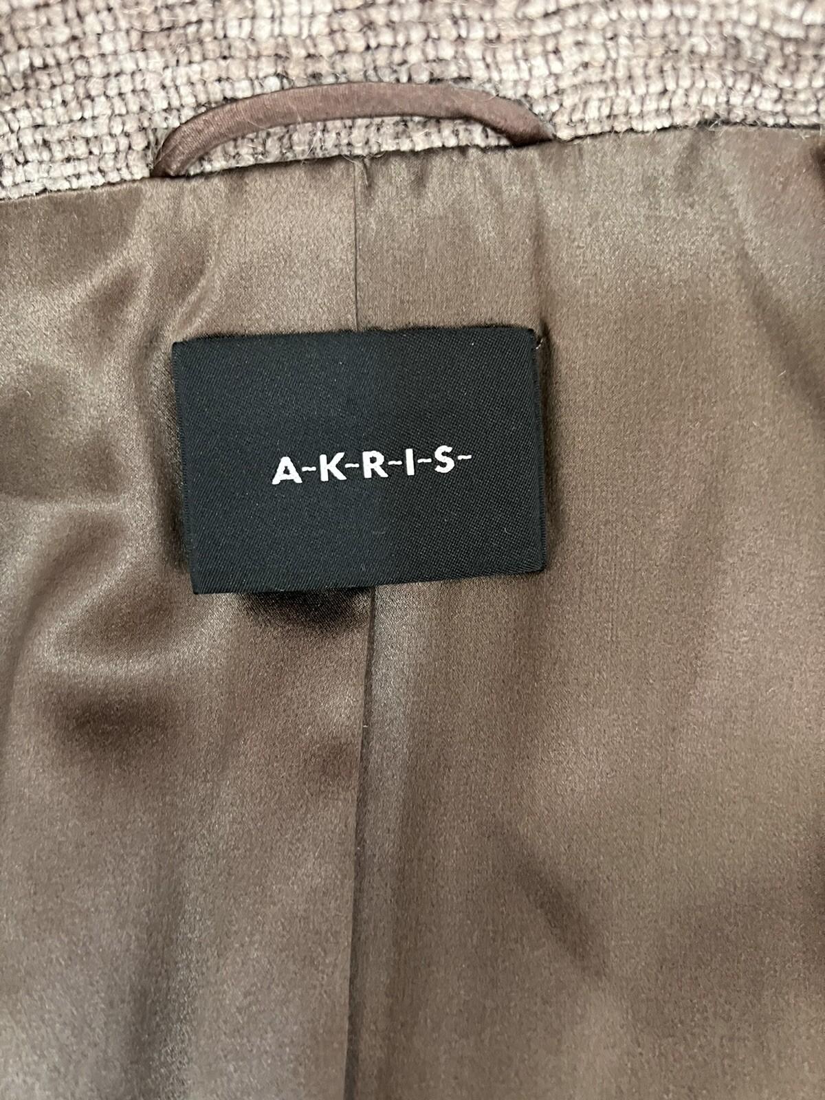 AKRIS 1PC Light Brown Wool Mohair Acrylic Nylon Lined Wrap Blazer Size 14