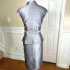 Calvin Klein Polyester Blend Skirt Suit 10 Silver Double Breasted Belted 2PC New