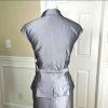 Calvin Klein Polyester Blend Skirt Suit 10 Silver Double Breasted Belted 2PC New