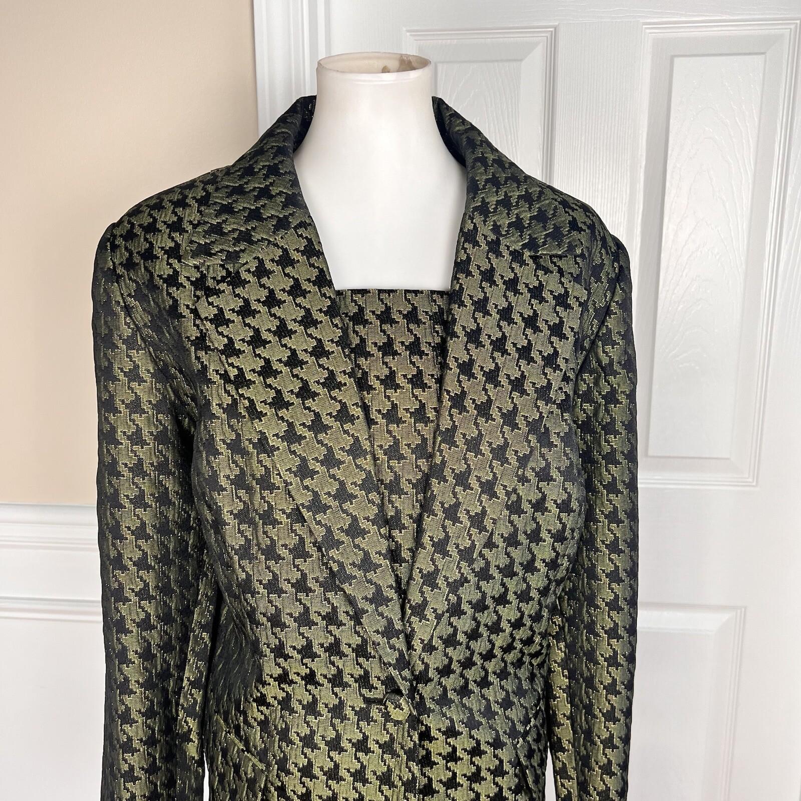 Terramina Polyester Skirt Suit Size 14W Green Black Metallic Women 2Piece New