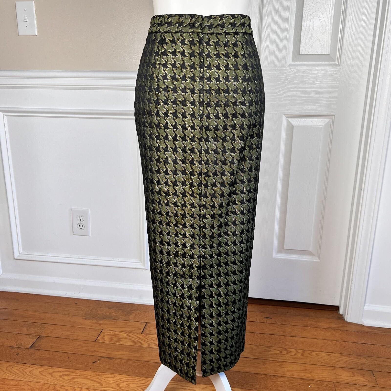 Terramina Polyester Skirt Suit Size 14W Green Black Metallic Women 2Piece New