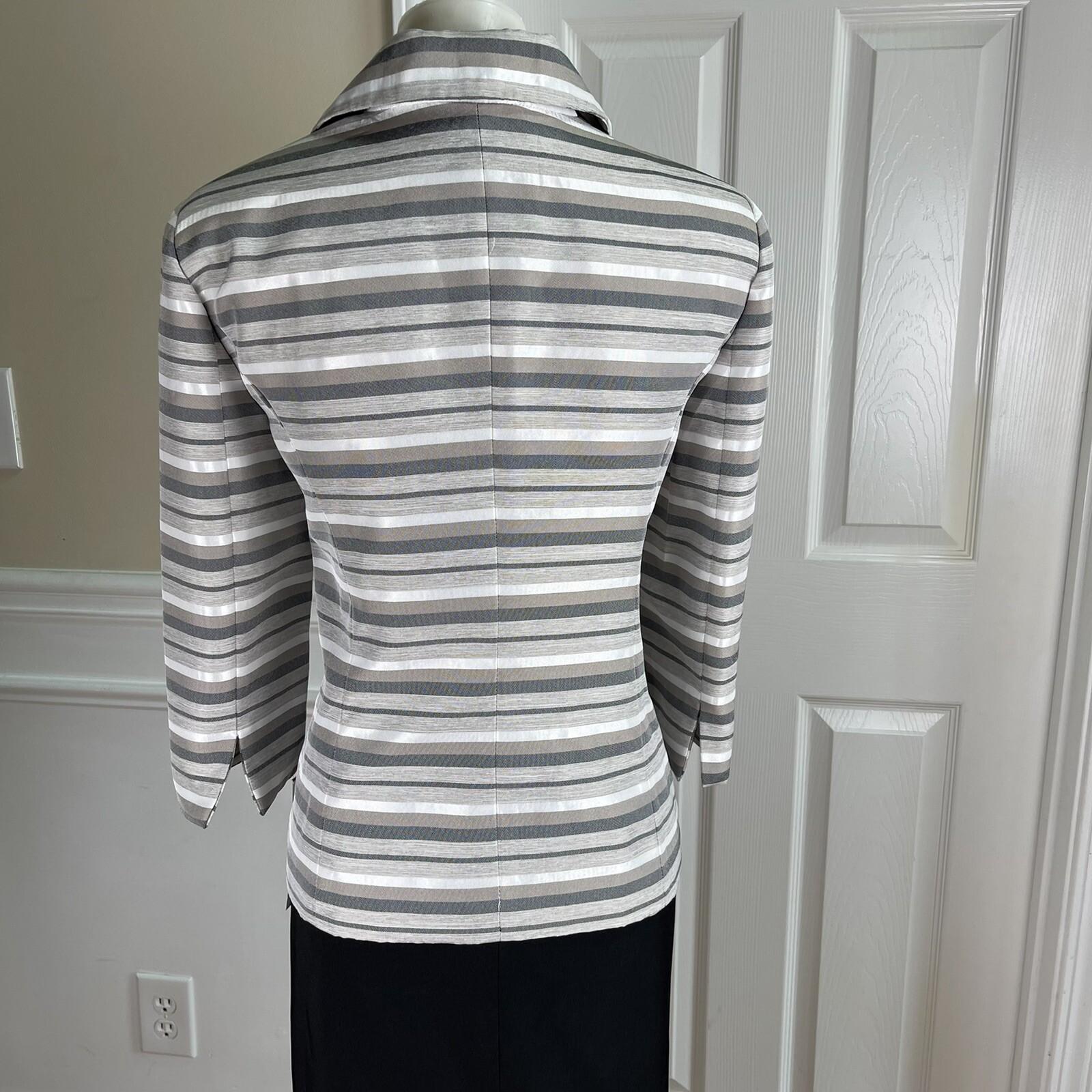 New DANILLO Women 2PC Black Beige Polyester Lined 3/4 Sleeves Skirt Suit Size 8
