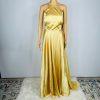 Blondie Nites Gold Maxi Gown Formal Size 9 Gold Crisscross Back Satin Romance Di