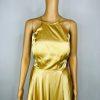 Blondie Nites Gold Maxi Gown Formal Size 9 Gold Crisscross Back Satin Romance Di