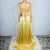 Blondie Nites Gold Maxi Gown Formal Size 9 Gold Crisscross Back Satin Romance Di