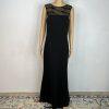 Lauren Ralph Lauren Maxi Ball Gown Dress Size 12 Black Black Sequin Mesh Stretch