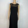 Lauren Ralph Lauren Maxi Ball Gown Dress Size 12 Black Black Sequin Mesh Stretch