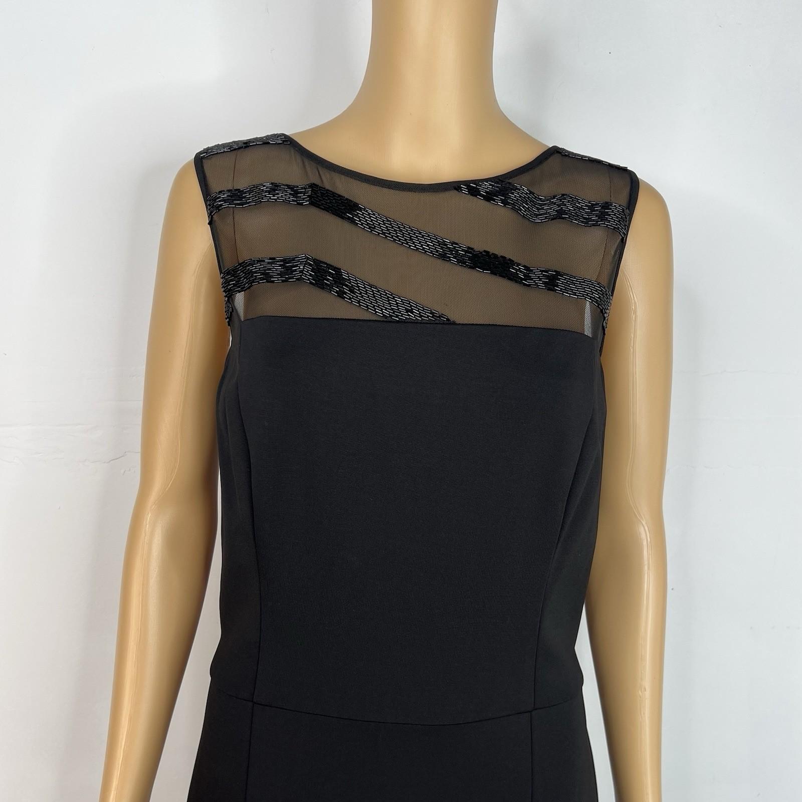 Lauren Ralph Lauren Maxi Ball Gown Dress Size 12 Black Black Sequin Mesh Stretch
