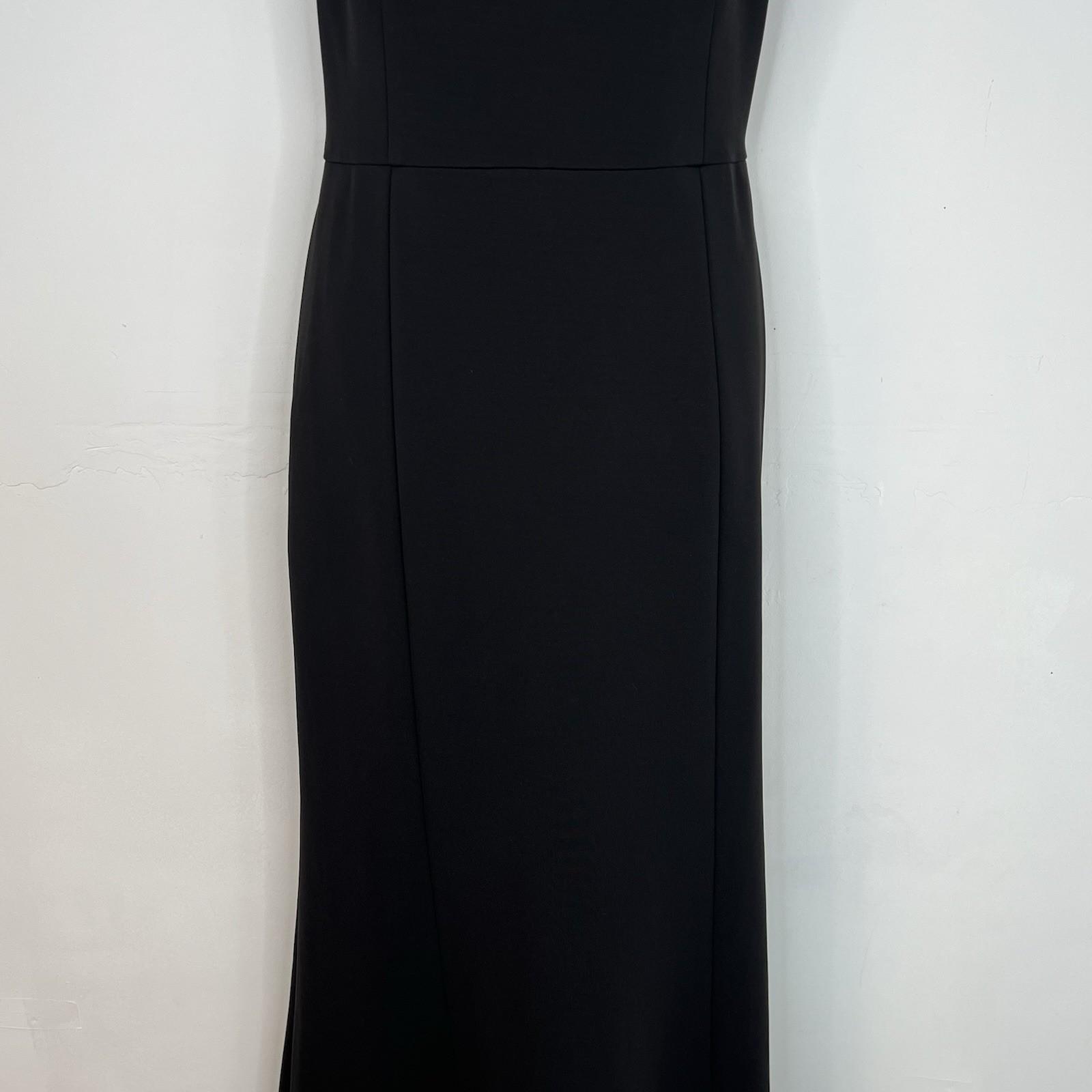 Lauren Ralph Lauren Maxi Ball Gown Dress Size 12 Black Black Sequin Mesh Stretch