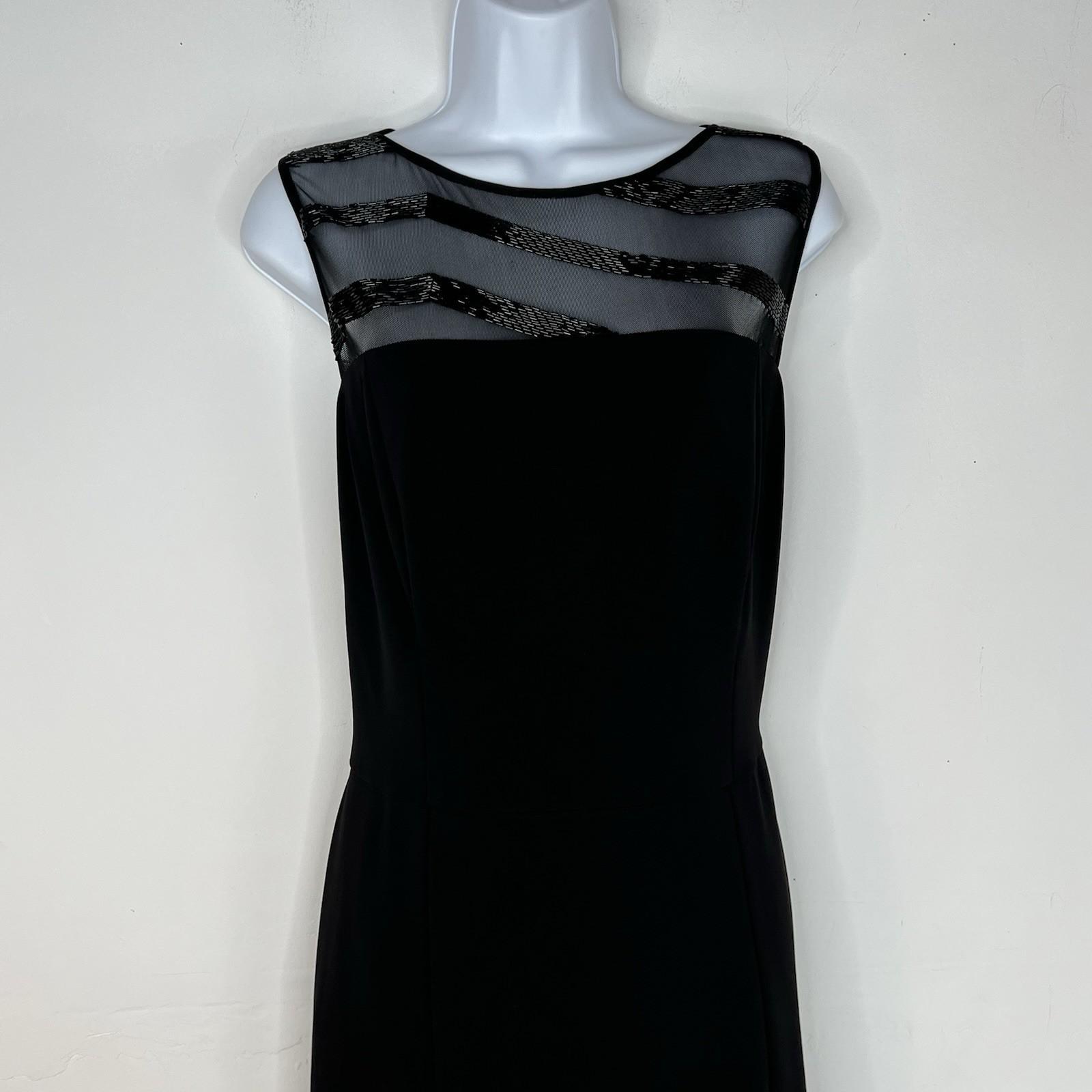 Lauren Ralph Lauren Maxi Ball Gown Dress Size 12 Black Black Sequin Mesh Stretch