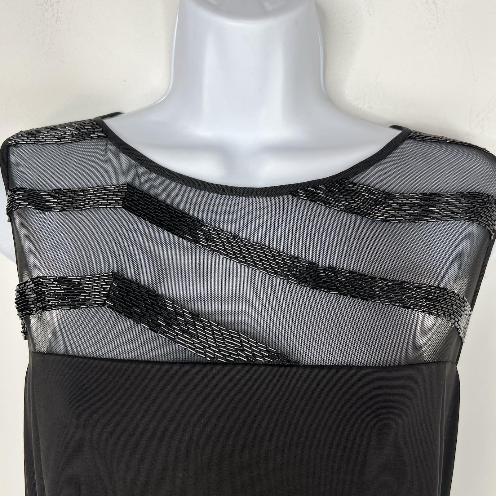 Lauren Ralph Lauren Maxi Ball Gown Dress Size 12 Black Black Sequin Mesh Stretch