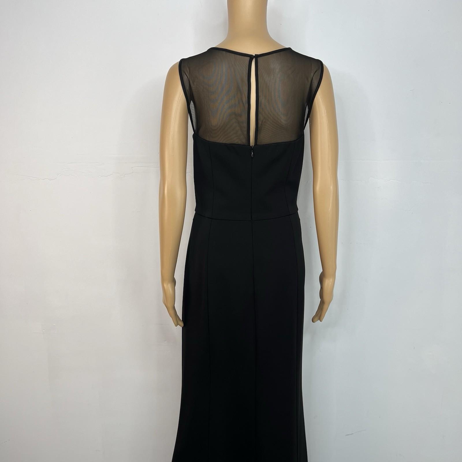 Lauren Ralph Lauren Maxi Ball Gown Dress Size 12 Black Black Sequin Mesh Stretch