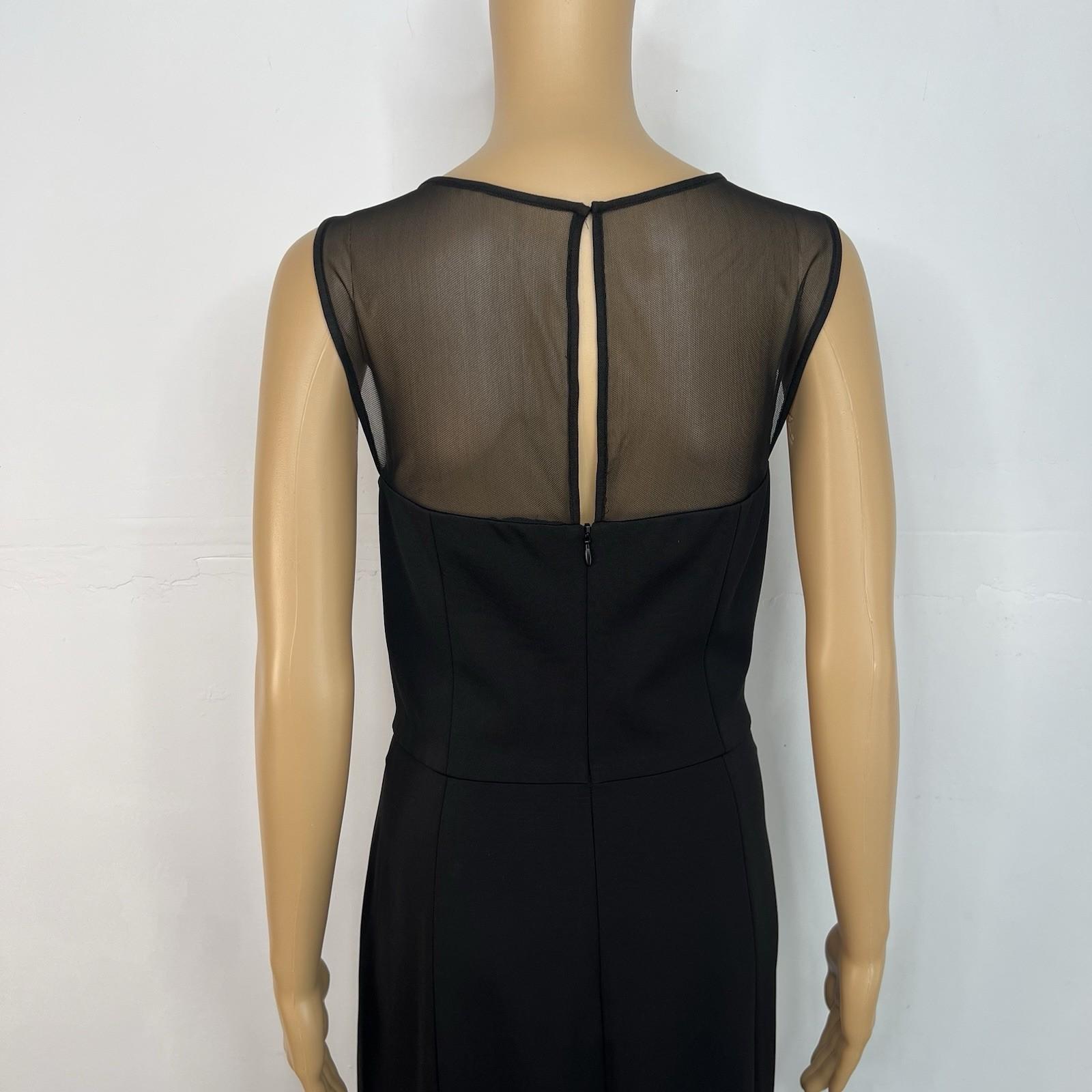 Lauren Ralph Lauren Maxi Ball Gown Dress Size 12 Black Black Sequin Mesh Stretch