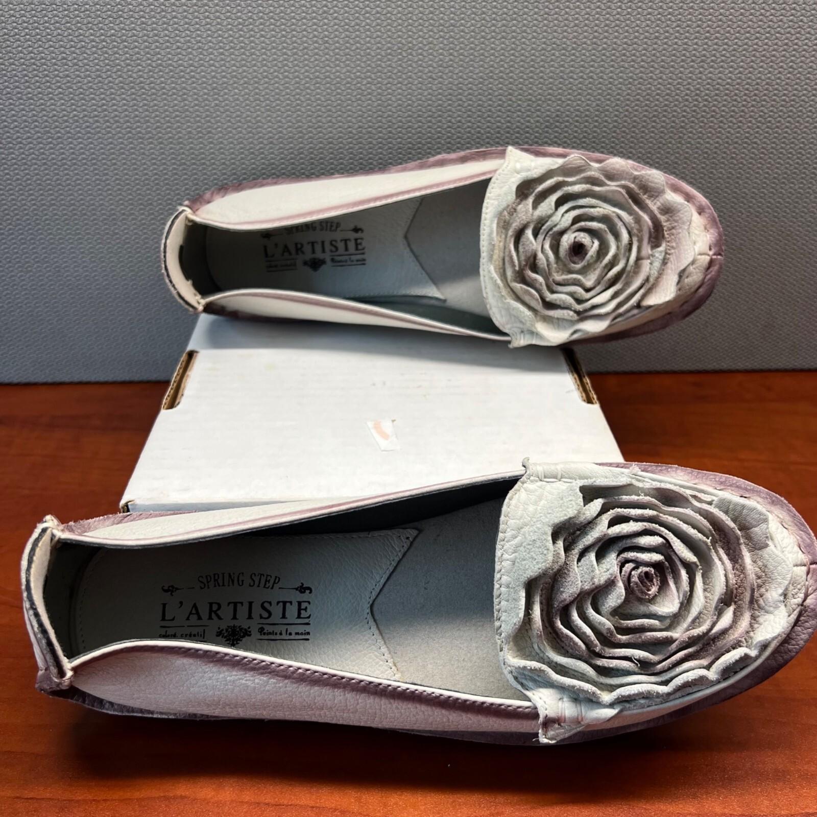 Spring Step L’Artiste Desi Soft Leather Flat Shoes Size 39 Natural Slip On New
