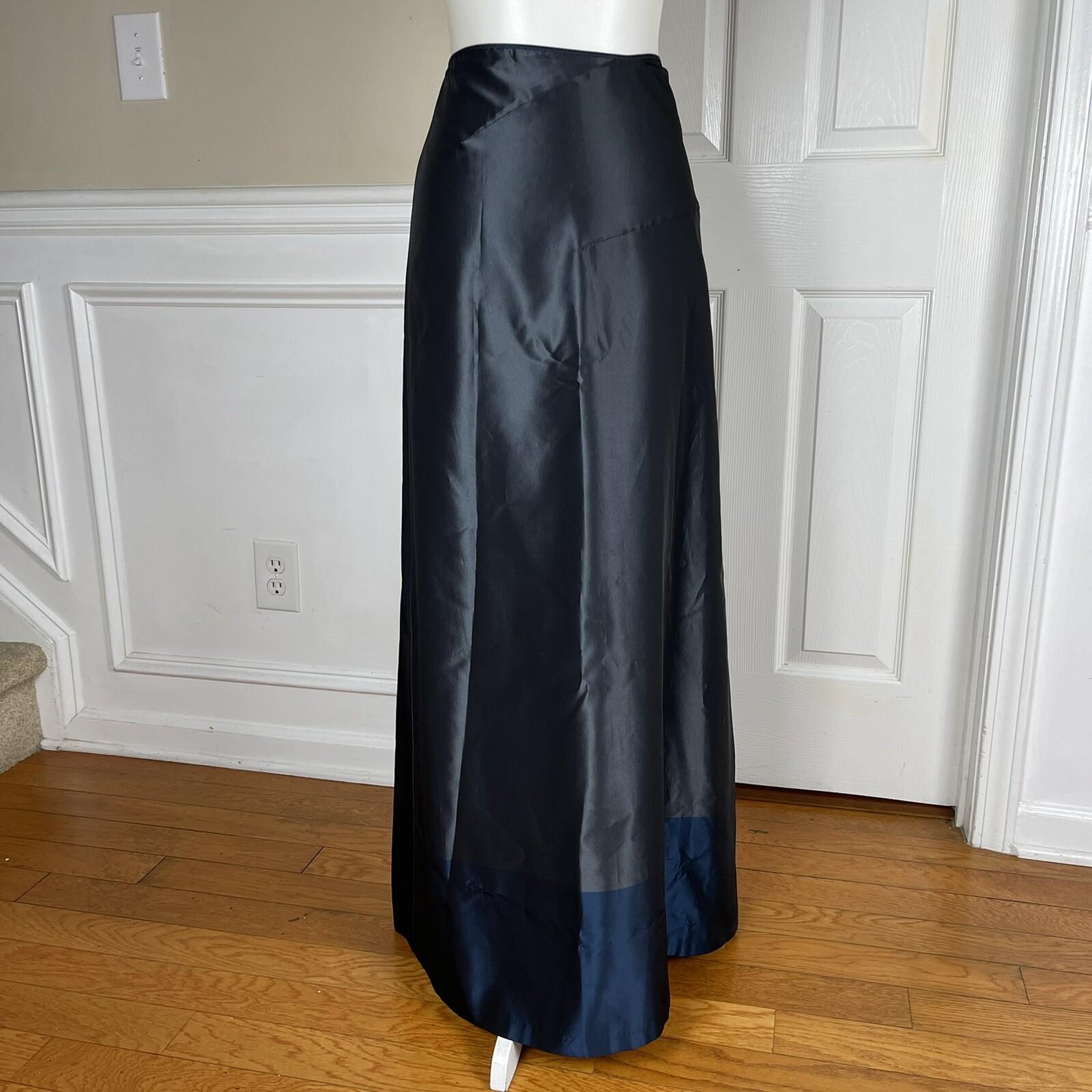TAHARI Gray Blue Acetate Polyester Lined Maxi Evening Flare Wrap Skirt Size 10