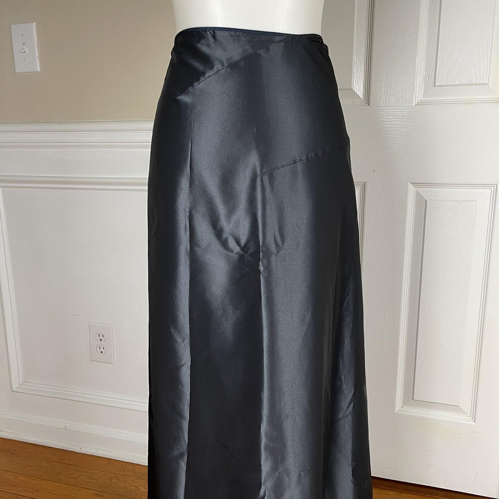 TAHARI Gray Blue Acetate Polyester Lined Maxi Evening Flare Wrap Skirt Size 10