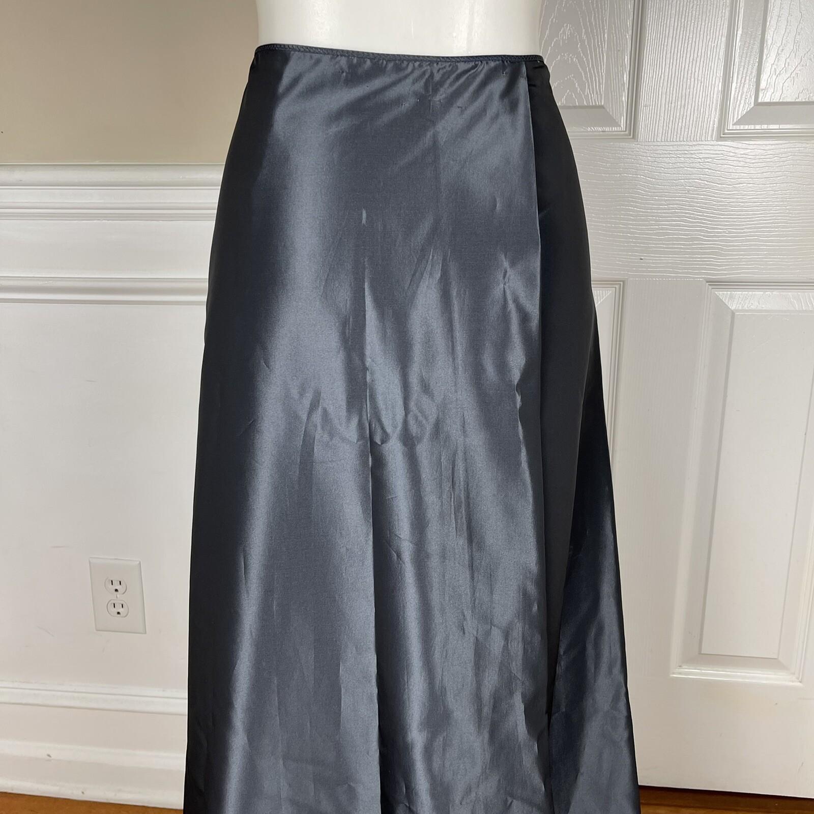 TAHARI Gray Blue Acetate Polyester Lined Maxi Evening Flare Wrap Skirt Size 10