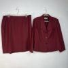 Le Suit 2PC Red Polyester Lined Shawl Collar Skirt Suit Size 20W Elegant Busines