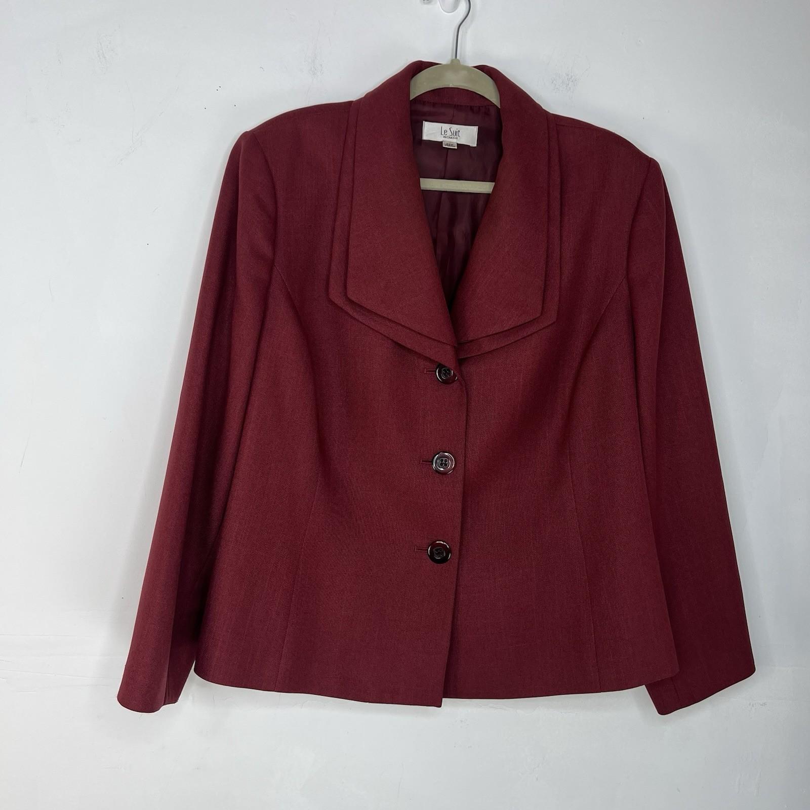 Le Suit 2PC Red Polyester Lined Shawl Collar Skirt Suit Size 20W Elegant Busines