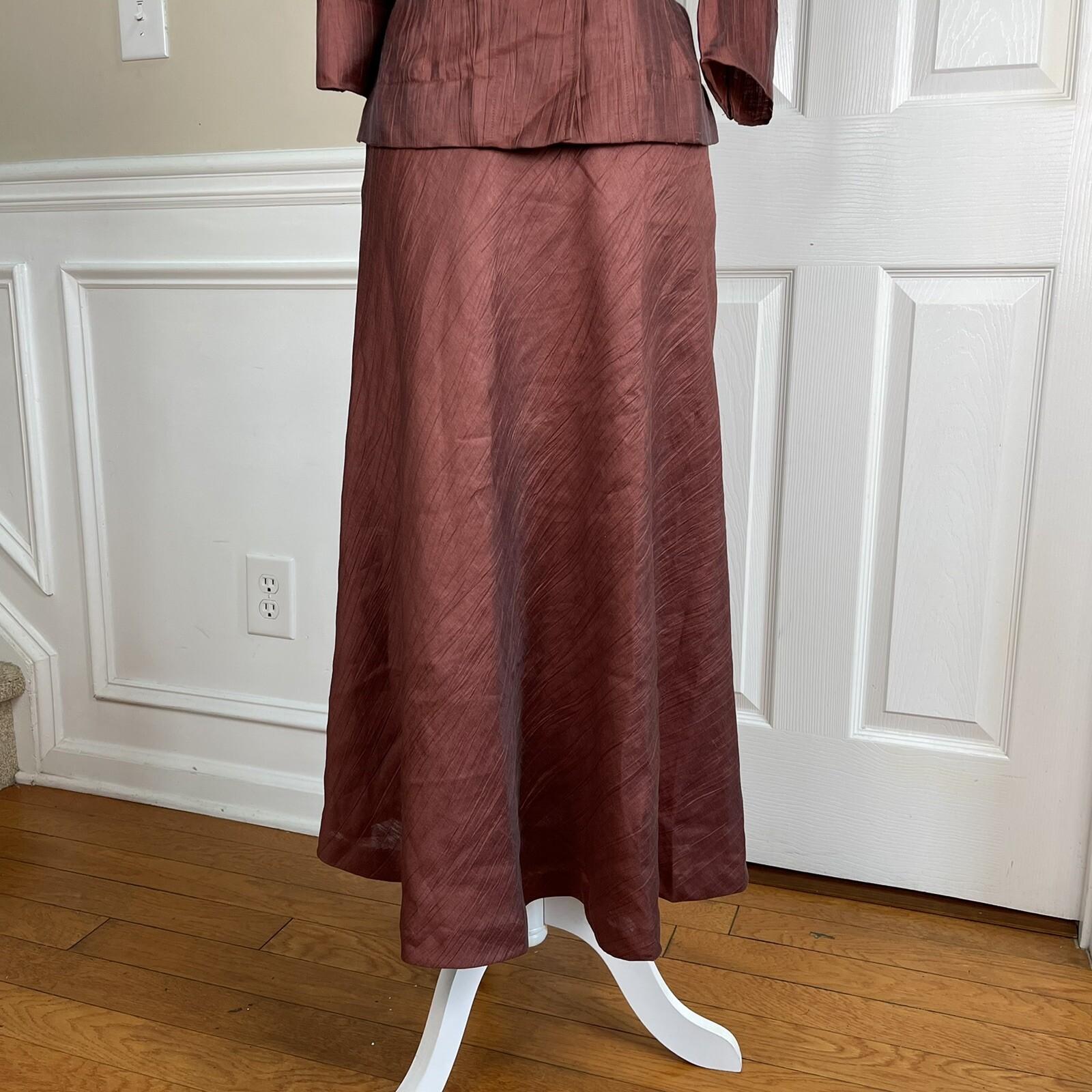 JONES NEW YORK Vintage 2PC Cinnamon Linen Blend Flared Skirt and Top Size 4
