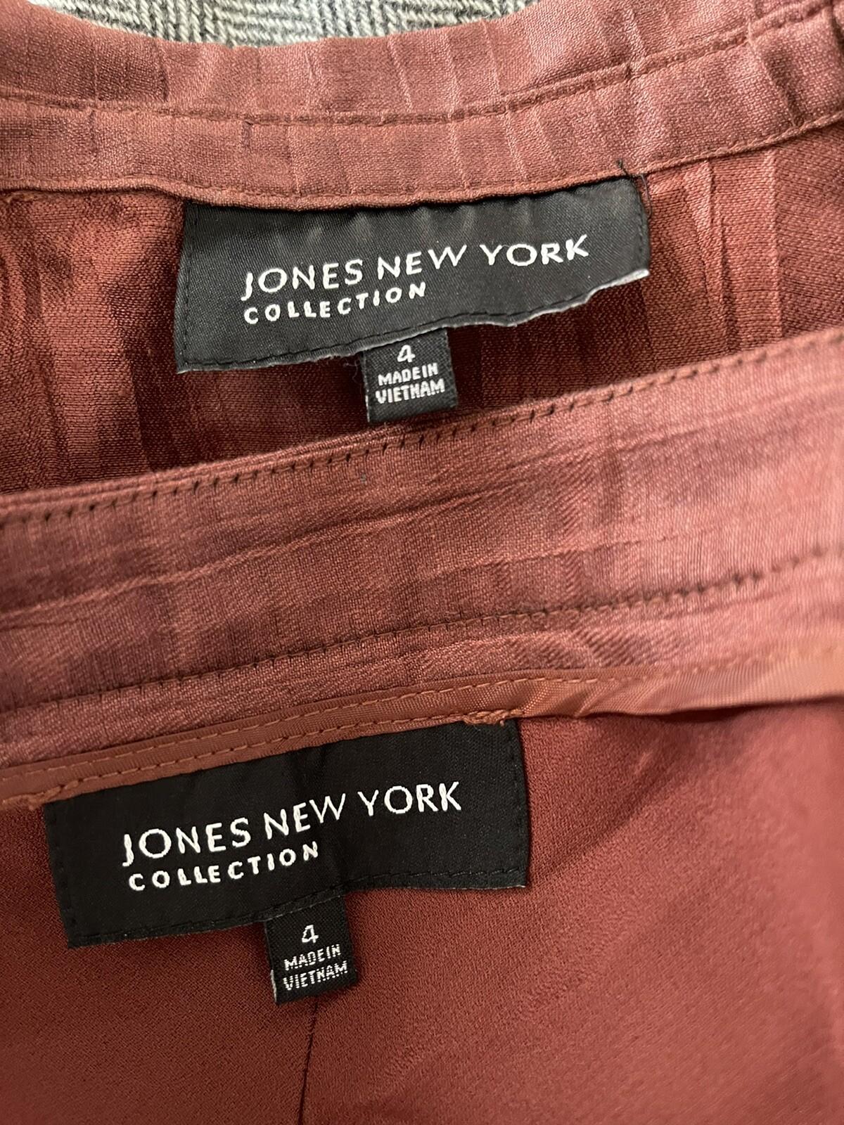 JONES NEW YORK Vintage 2PC Cinnamon Linen Blend Flared Skirt and Top Size 4